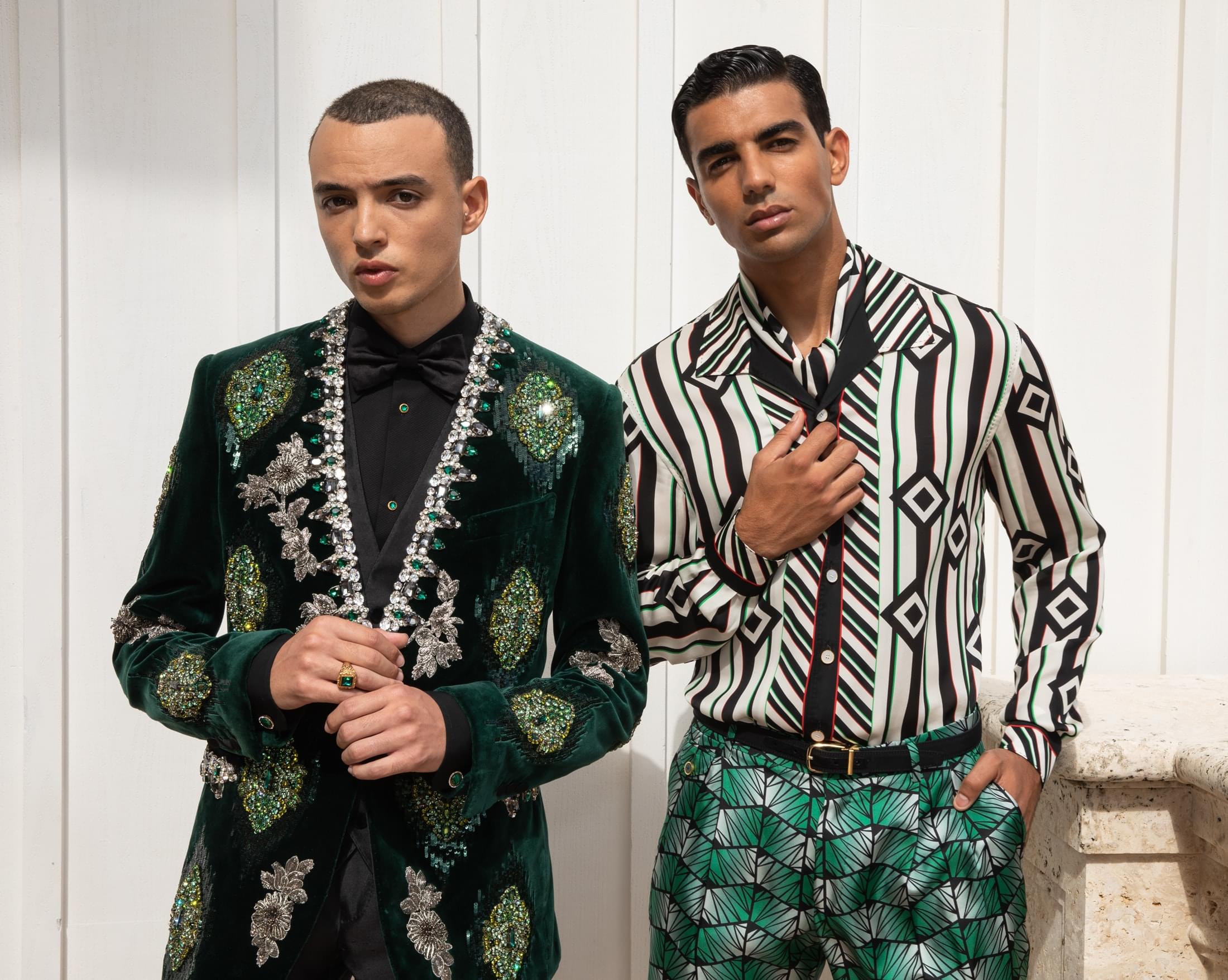 DOLCE&amp;GABBANA ALTA SARTORIA スカーフ 車柄 総柄 緑 Poplin shirt with green majolica print in Print for Boys
